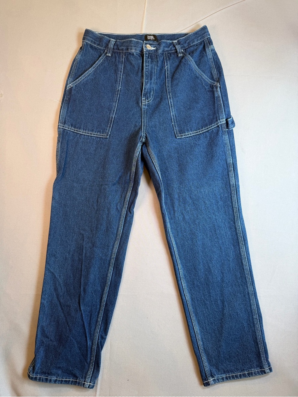 Simple Society Women’s sz11/30 Dark Blue Denim Straight Leg Carpenter Jeans